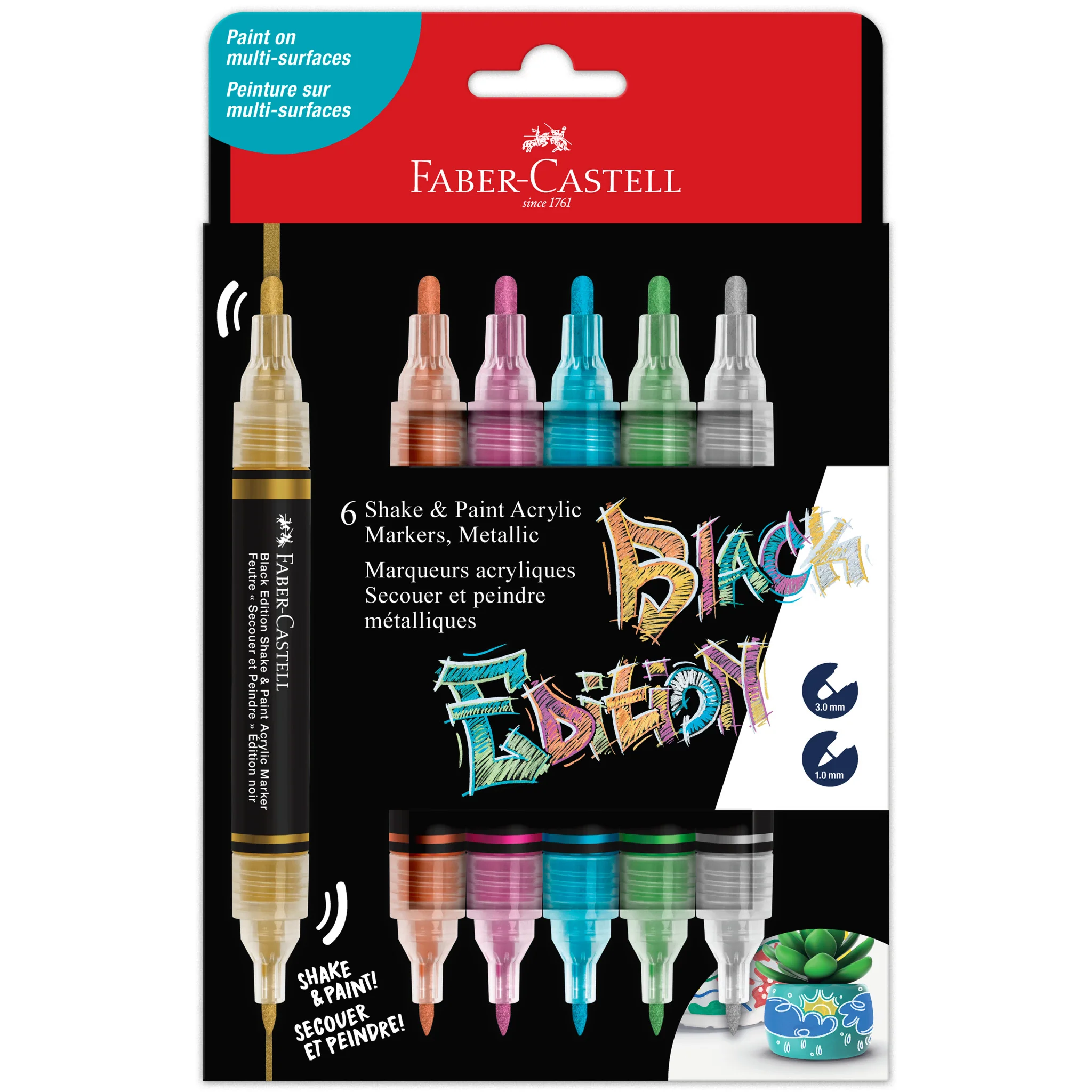 Black Edition Shake & Paint Markers - 6ct Metallic - #FC285517