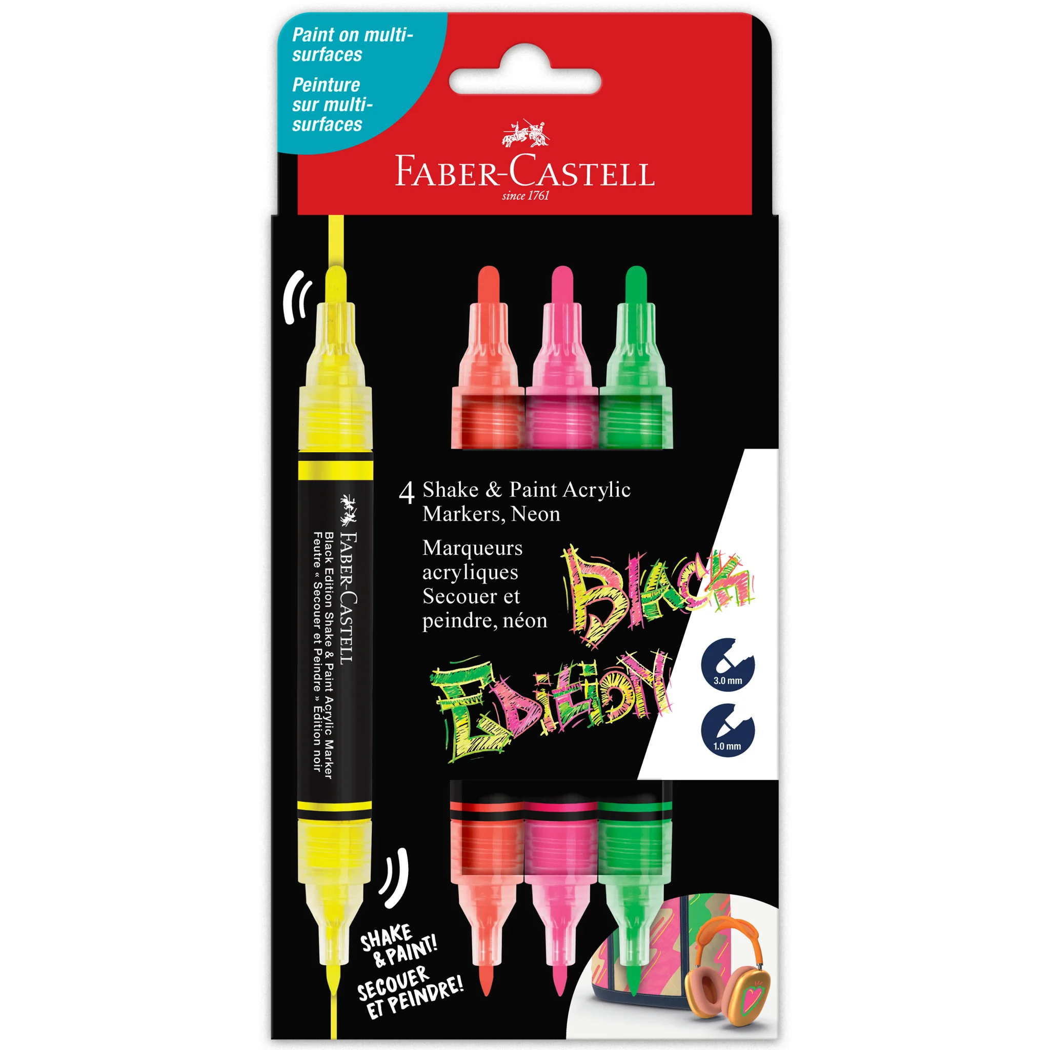 Black Edition Shake & Paint Markers - Neon 4ct - #FC285505